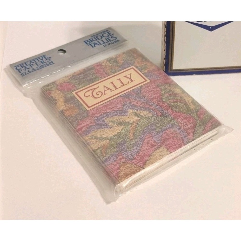 Sealed Package Of 12 Vintage Gibson Bridge Score Cards Pretty Floral Design